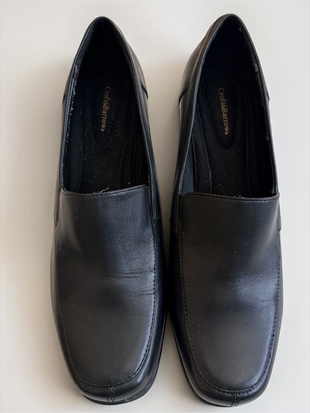 Croft & Barrow Black Genuine Leather Heeled Loafers Pumps Classic Career Shoes - Picture 4 of 9